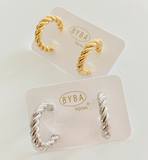 Orecchini donna treccia a cerchio di byba bijoux oro/ argento