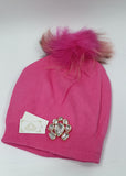 Cappello donna di trik bijoux con  pietre swarovsky e pon pon rosso/ verde/ grigio/ rosa/ nero/ bianco/ fucsia/ blu