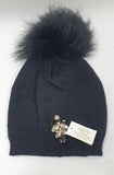Cappello donna di trik bijoux con applicazioni swarovsky e pon pon azzurro/ nero/ grigio/ rosa