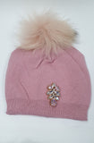 Cappello donna di trik bijoux con applicazioni swarovsky e pon pon azzurro/ nero/ grigio/ rosa