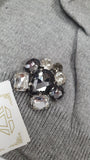 Cappello donna di trik bijoux con applicazioni swarovsky e pon pon grigio/ rosa/ fucsia