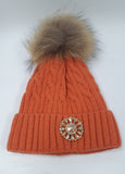 Cappello donna trik bijoux con applicazioni swarovsky trama treccia arancio/ ocra/ nero/ grigio