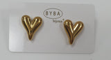 Orecchini a lobo cuori oro di byba bijoux