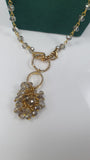 Collana lunga con pendente gemir con pietre grigie