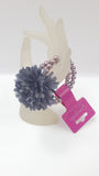 Bracciale donna perle e fiore in tessuto di camomilla Milano argento/ viola