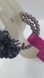 Bracciale donna perle e fiore in tessuto di camomilla Milano argento/ viola