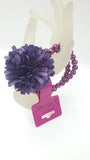 Bracciale donna perle e fiore in tessuto di camomilla Milano argento/ viola