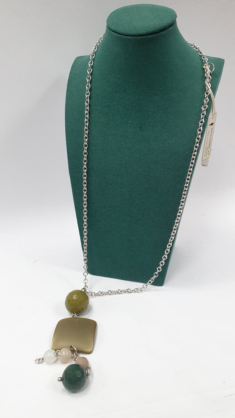 Collana donna di magnifica lunga argento con pendente