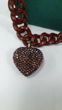 Collana donna di gemir marrone con cuore