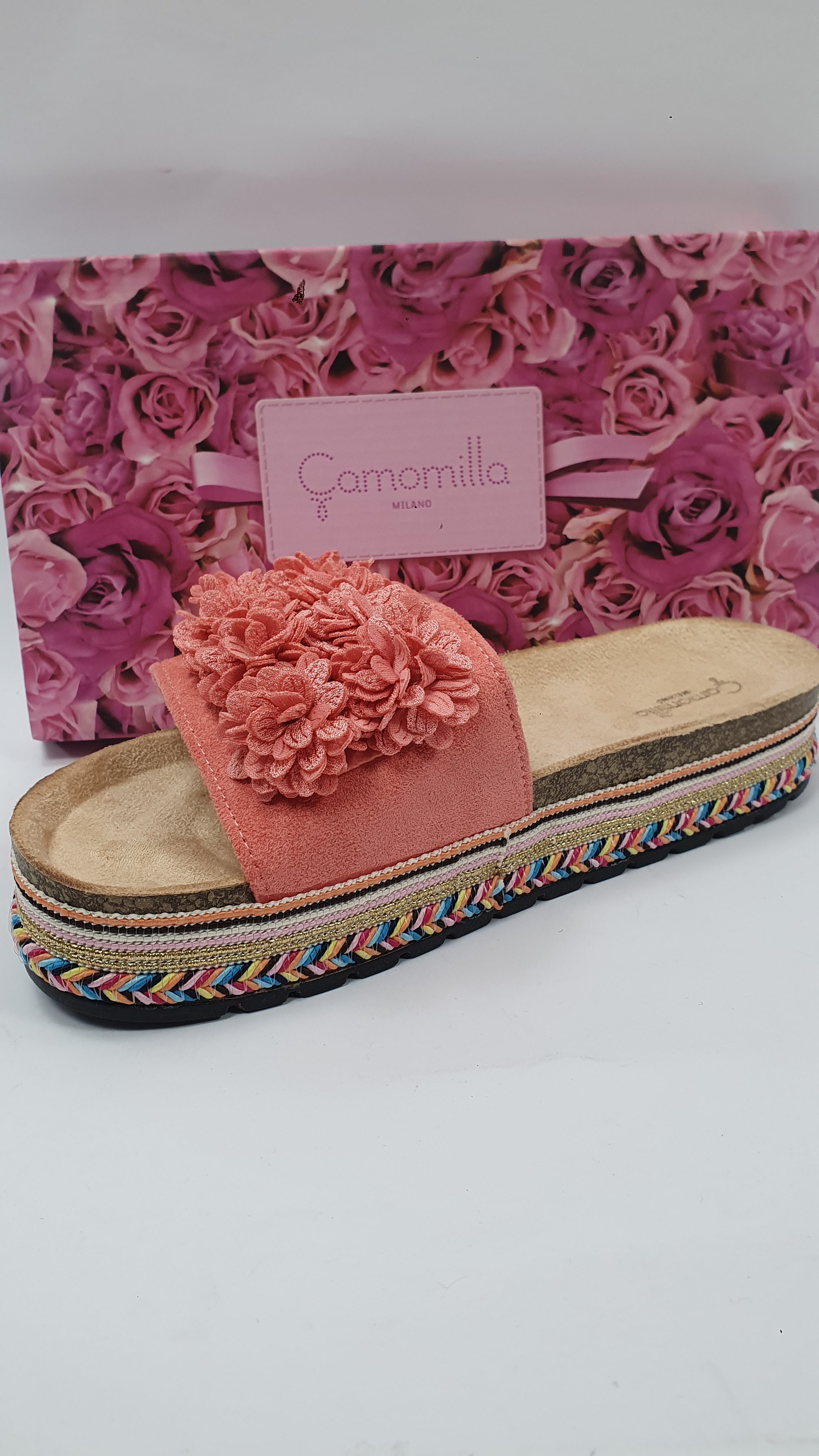 Sliders bouquet di camomilla Milano rosa/ nero – Bagus Parfum