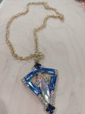 collana donna lunga di trik bijoux oro e pendente blu