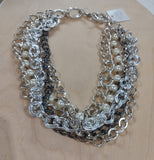 collana donna di byba bijoux tre catenine intrecciate argento e nero/ oro e marrone