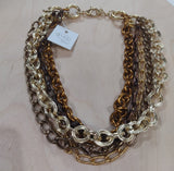 collana donna di byba bijoux tre catenine intrecciate argento e nero/ oro e marrone