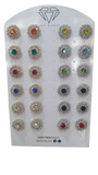 orecchini donna di trik bijoux di forma rotonda con cristalli colorati arancio/giallo/ verde acqua/ azzurro/ fucsia/ verde chiaro/ blu/ verde scuro/nero/ rosso/ cristallo/ boreale