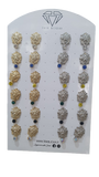 Orecchini donna di trik bijoux testa di leone oro/ argento con cristallo pendente colorato