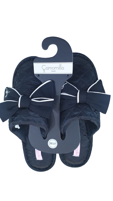 ciabatte donna di camomilla milano trapuntate con fiocco colore nero/ rosa 63792 nero 36/37