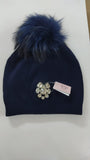 Cappello donna di trik bijoux con  pietre swarovsky e pon pon rosso/ verde/ grigio/ rosa/ nero/ bianco/ fucsia/ blu