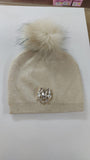 Cappello donna di trik bijoux con  pietre swarovsky e pon pon rosso/ verde/ grigio/ rosa/ nero/ bianco/ fucsia/ blu