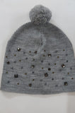 Cappello donna invernale con borchie nero/ grigio