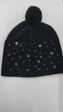 Cappello donna invernale con borchie nero/ grigio