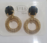 orecchini cristallo con cerchio pendente di byba bijoux color oro