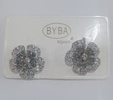 orecchini a clip fiore con cristalli di byba bijoux