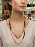 Collana Byba nera e rosa in montatura oro