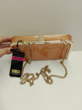 Borsa clutch cerimonia con catena in ORO SCURO
