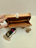 Borsa clutch cerimonia con catena in ORO SCURO