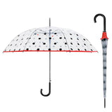 Ombrello HAPPY RAIN pois neri e bordo rosso
