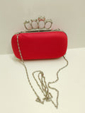 Borsa cerimonia clutch rossa con catena argento