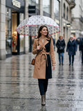 Ombrello HAPPY RAIN pois neri e bordo rosso