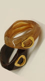 Bracciale in RESINA CON PLACCA DORATA NERO/BEIGE