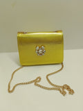 Borsa cerimonia trasversale con patta e gioiello di Trik Bijoux GIALLO