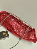Clutch rossa paiettata ROSSA con catena argento