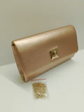 Borsa clutch cerimonia con catena in ORO SCURO