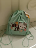 Sacca coulisse verde acqua di HELLO KITTY