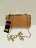Borsa clutch cerimonia con catena in ORO SCURO