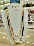 Collana Byba nera e rosa in montatura oro