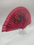 Ventaglio in legno dipinto a mano misura grande fucsia/ nero/ marrone/ rosso/ viola