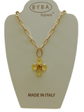 Collana da donna di Byba Bijoux con croce VERDE/GIALLA