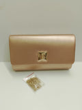 Borsa clutch cerimonia con catena in ORO SCURO