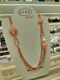 Collana lunga con pietra rosa