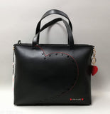 borsa a spalla con tracolla di love to love cod. LO-140 /nero/bianco/cipria/rosa