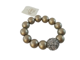 Byba Bijoux Bracciale con perloni oro satinato con pietre argento