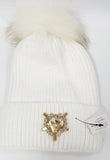 Cappello donna bianco di trik bijoux con applicazione swarovsky a forma di cuore