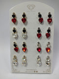 Orecchini donna di trik bijoux con cristalli e pendente a forma di cuore, vari colori.