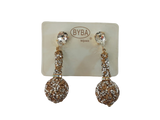 Byba Bijoux Orecchini Strass Oro e Argento con pietre a Grappolo