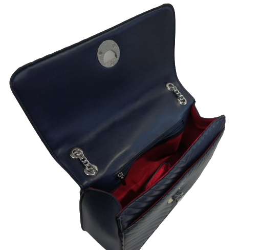 Beverly Hills Polo Club Borsa a Tracolla Blu BH2052 Grande con catena Argento