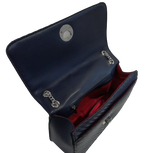 Beverly Hills Polo Club Borsa a Tracolla Blu BH2052 Grande con catena Argento